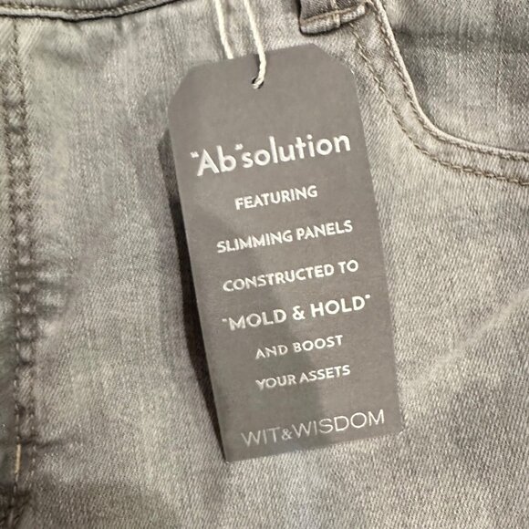 WIT & WISDOM WOMENS SAM HIGH RISE AB SOLUTION WIDE LEG GREY JEANS NEW 16W - Picture 10 of 15